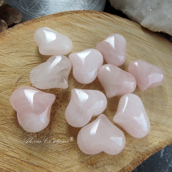 Coeur en quartz rose 25mm, pierre naturelle non teintée