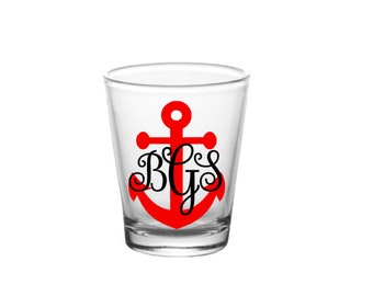 Custom Shooters Lets Get Nauti Heart Custom Shooter Glasses Anchor Wedding Shooters 292 Nautical Wedding Shooters
