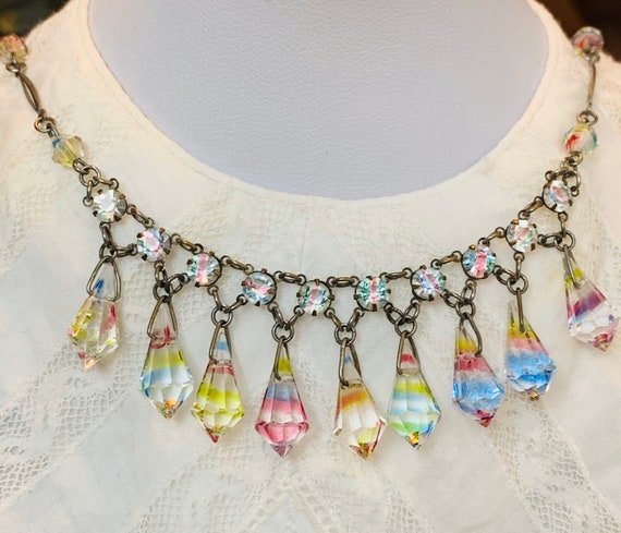 Vintage crystal “rainbow” necklace