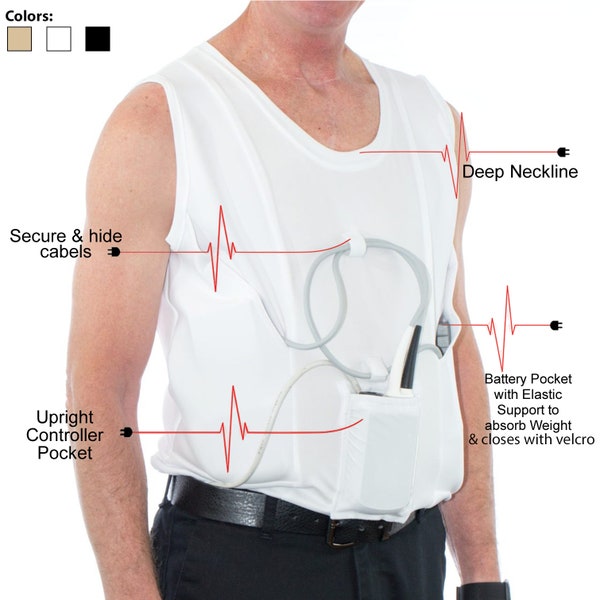 LVAD Tank Top für HeartMate – erhältlich in Weiß, Schwarz und Beige