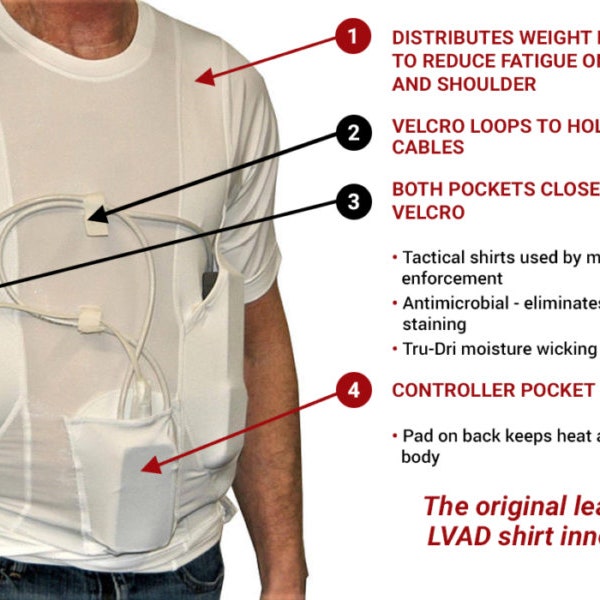 LVAD Shirt | For HeartMate ll & lll | LVAD Gear | Available in Black and White