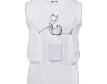 LVAD Tank Top for HeartMate 2 & 3 – Breathable Spandex Medical Shirt with Battery controller Pockets