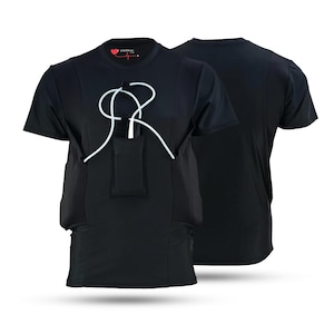 May include: Black t-shirt featuring a white design and a small pocket. The shirt has a crew neck and short sleeves. The logo "LEADGUARD" is visible on the upper left side of the shirt.