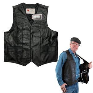 Gilet en cuir DAVG pour HeartMate II, III - Équipement médical DAVG avec poches pour batterie et contrôleur, tailles unisexes S-3XL