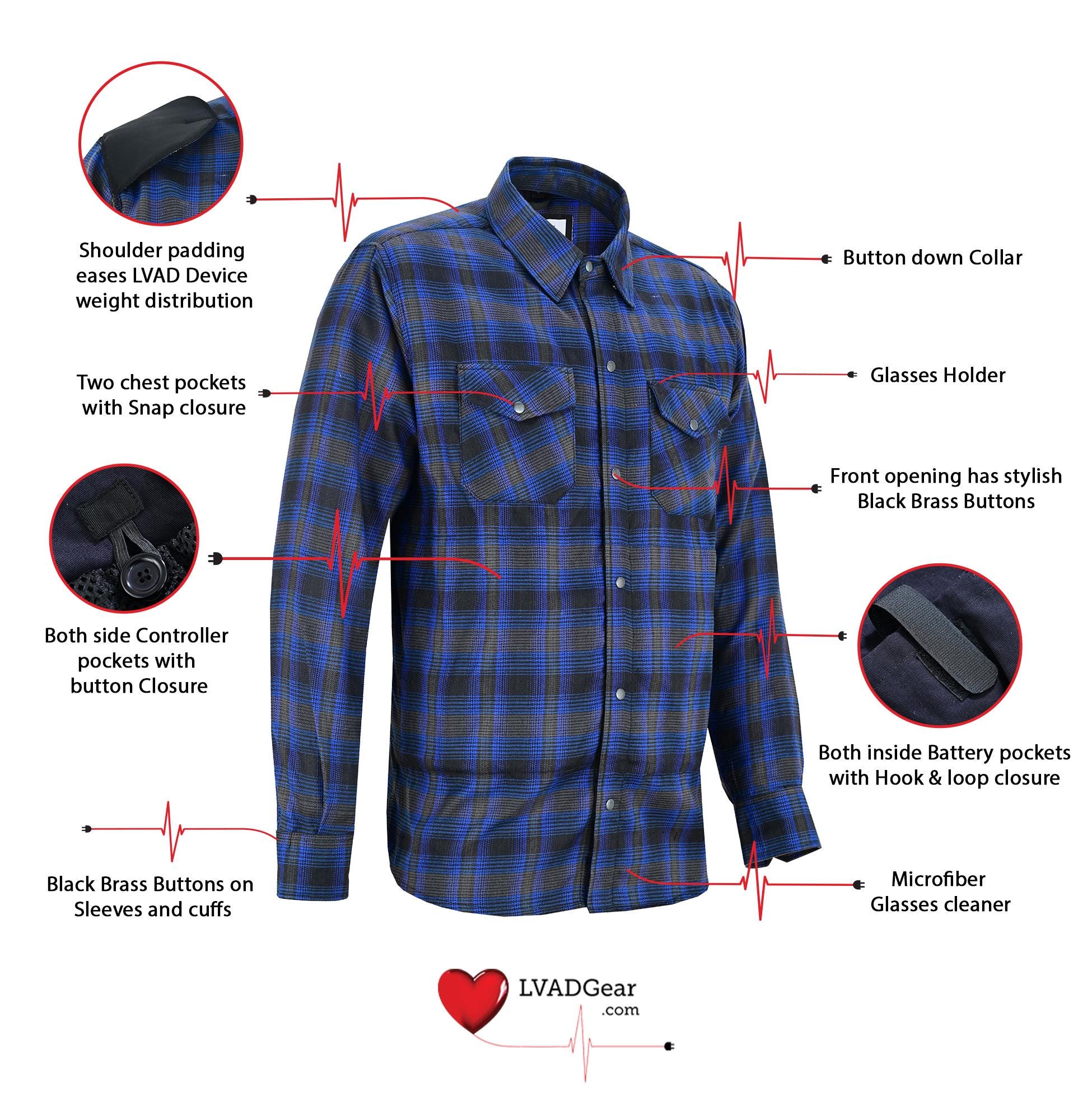 LVAD HeartMate 2 & 3 Men's T-Shirt - Special Shirt With Controller & Battery Pockets