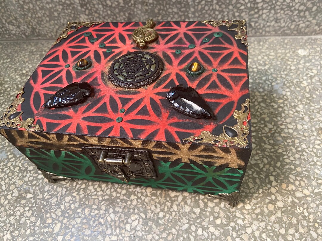 Metatrons Cube, Serpent, Black Ojewellery Box, Jewelry Box for Throat ...