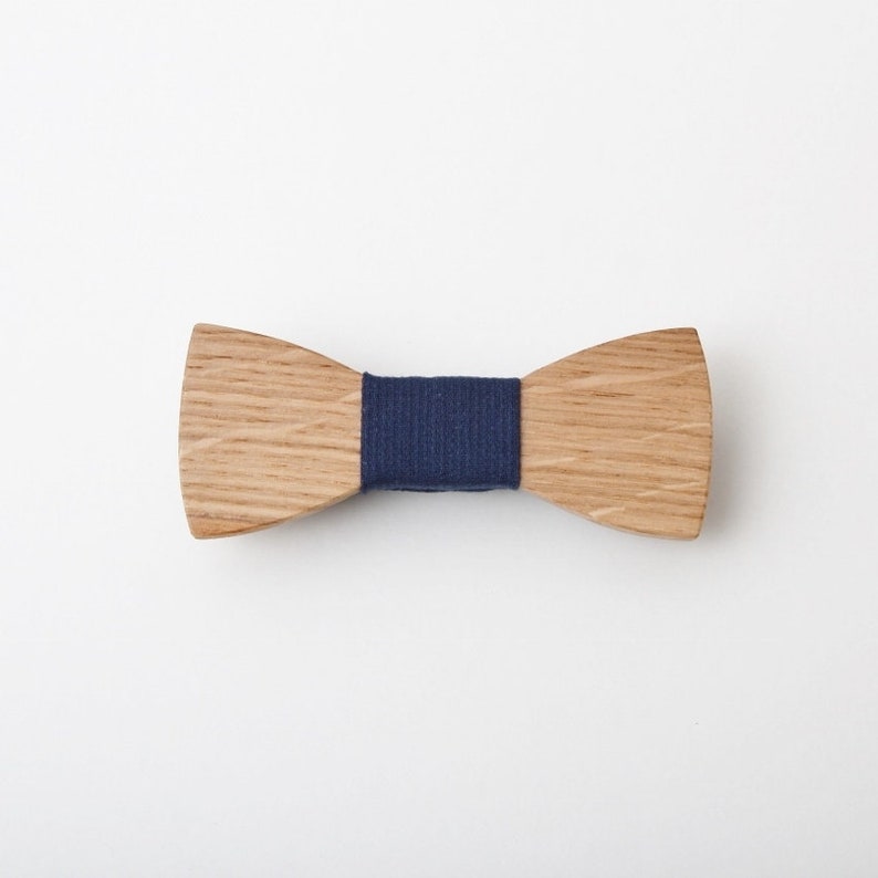 Wooden Bow Tie Adult Size Blue