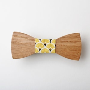 Wooden Bow Tie Adult Size Jaune Eventail Jap