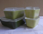 Pyrex Verde Refrigerator 8 piece set 4 Dishes with matching lids