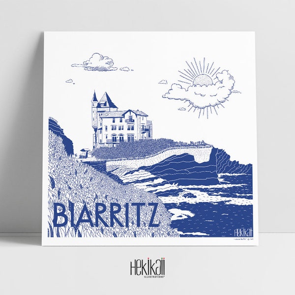 Affiche Biarritz - blue édition