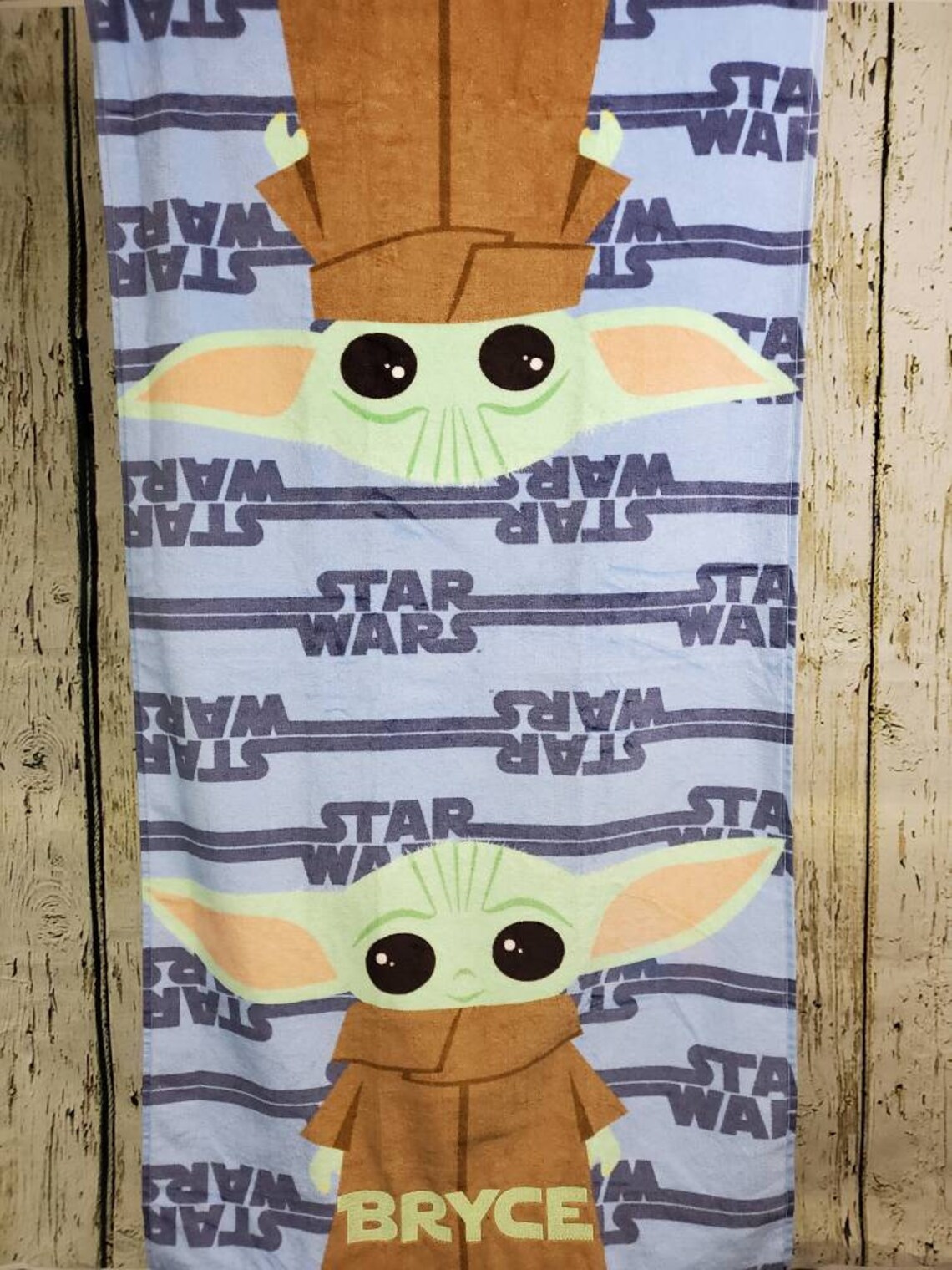 Personalized Baby Yoda grogu Bath Towel in Star Wars Font Etsy