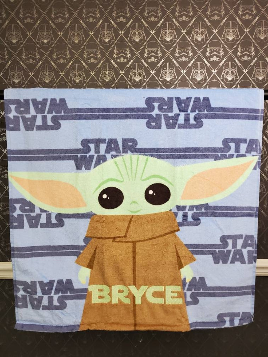 Personalized Baby Yoda grogu Bath Towel in Star Wars Font Etsy