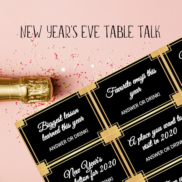 New Years Eve Game - Table Talk NYE Best Memories Game Conversation Cards - NYE Game Idea Printable Questions NYE Activity Adult Party Game
