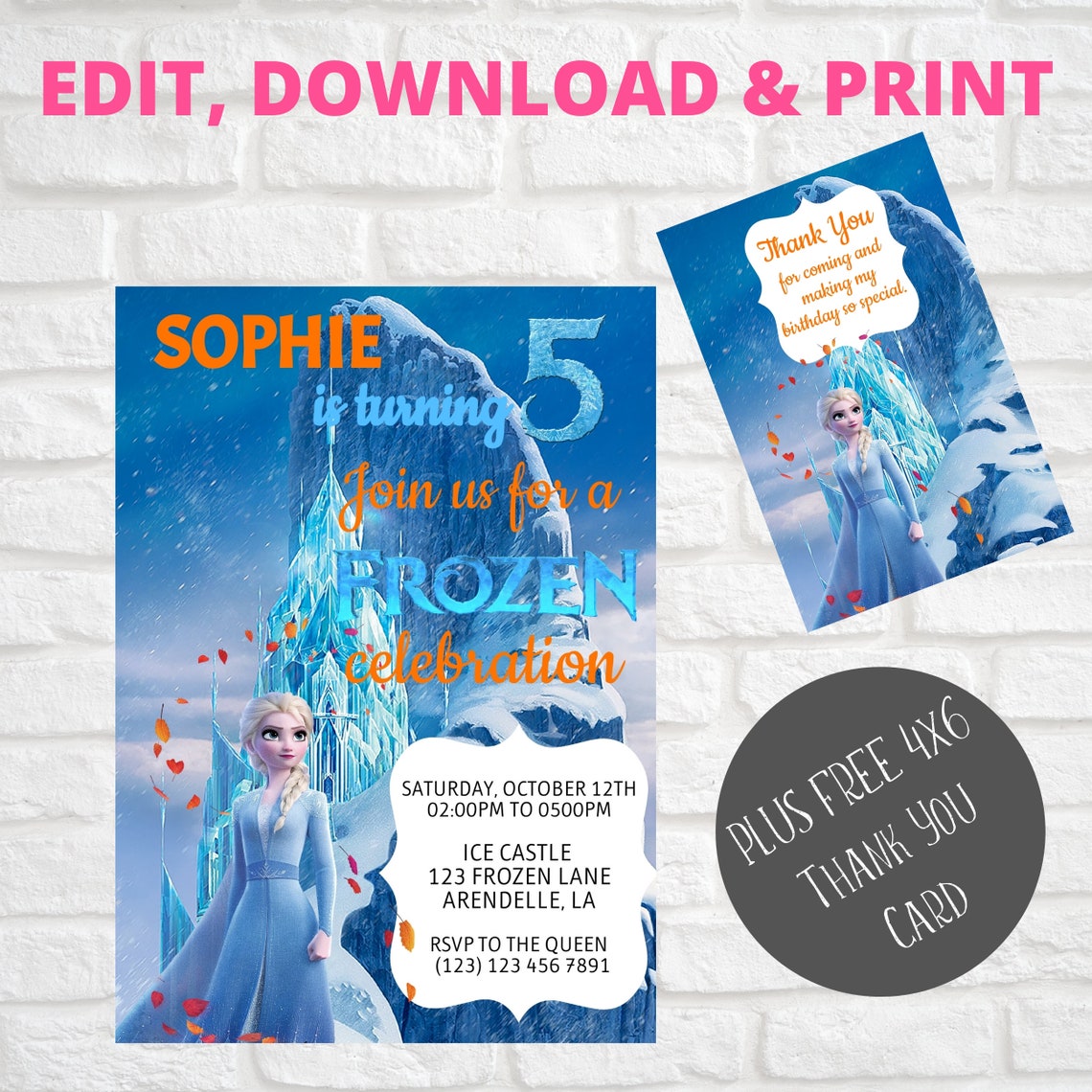 EDITABLE Frozen 2 Birthday Invitation Disney Elsa Invites Etsy
