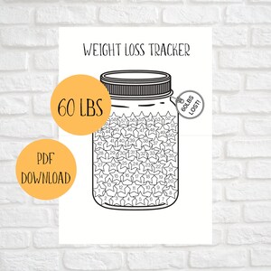 Bullet Journal Weight Loss Tracker Jar Printable 60LBS Body Measurement ...
