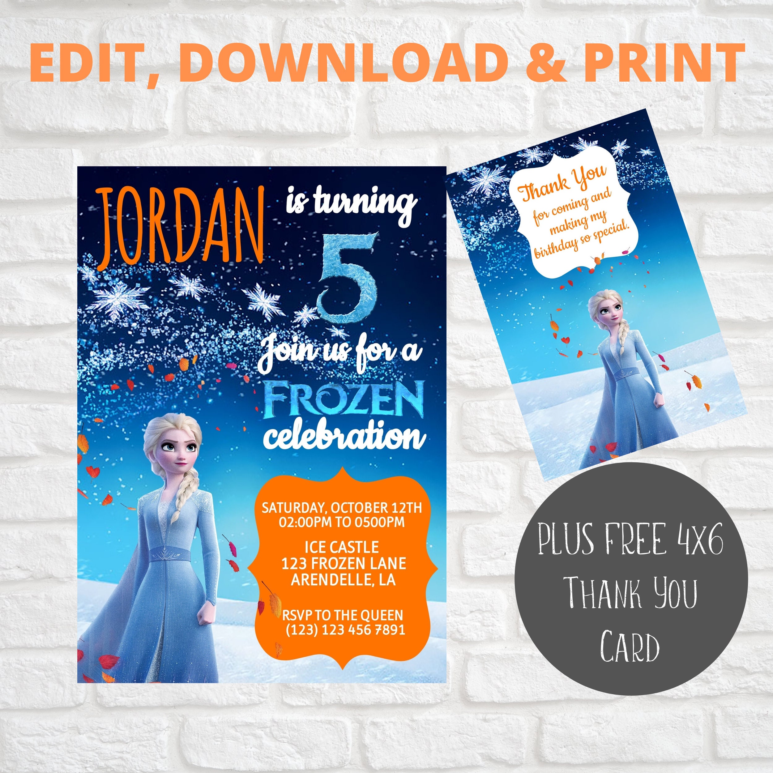 EDITABLE Frozen 2 Birthday Invitation, Disney Elsa Invites, Frozen