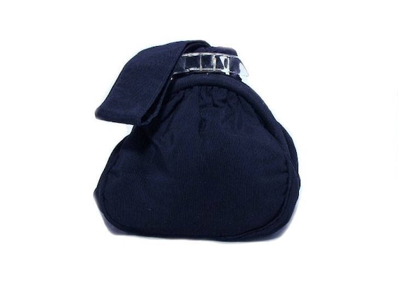 1960s Vintage Navy Nylon Pouchette with Clear Luci
