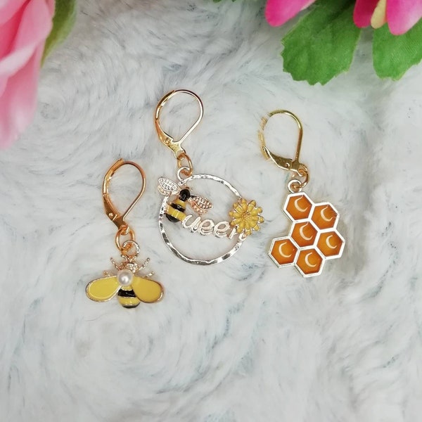 Stitch marker / marqueur de maille pour crochet Abeille, Queen bee et Ruche