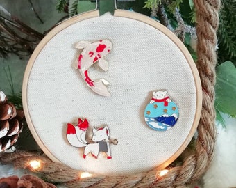 Porte aiguille aimanté / needle minder "Ours polaire" "Carpe" "Yokaï"