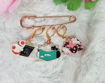 Marqueur de maille / stitch marker "Chats japonais"