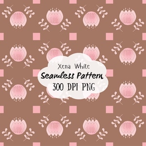 Mocha Bloom | Mocha Mousse, Floral, Pink, Spring, Summer Seamless Pattern 300dpi 12x12 PNG