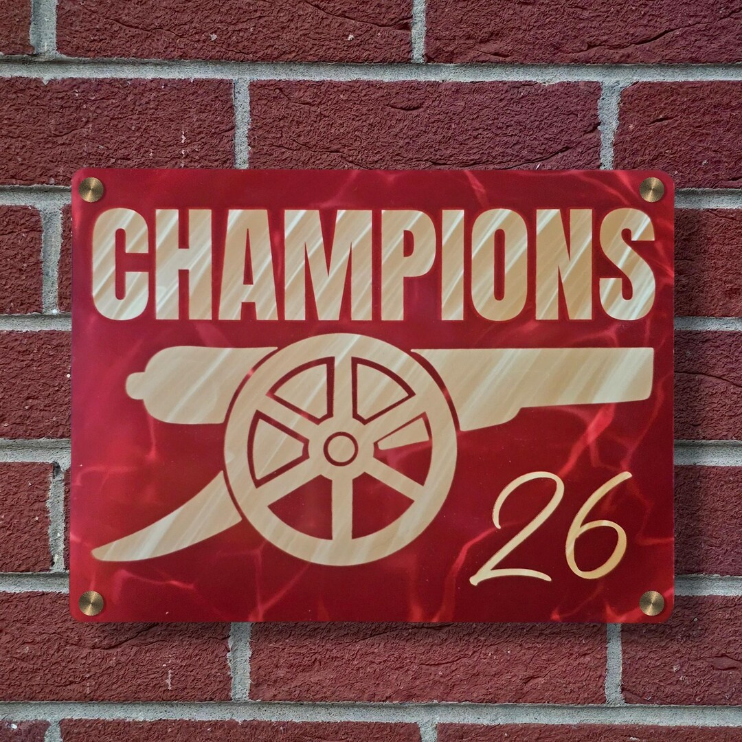 Champions 2026 Arsenal Metal Sign | Football Fan Wall Plaque | Red ...