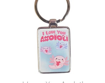 I Love You Axolotl Keyring | Pastel Kawaii Accessory