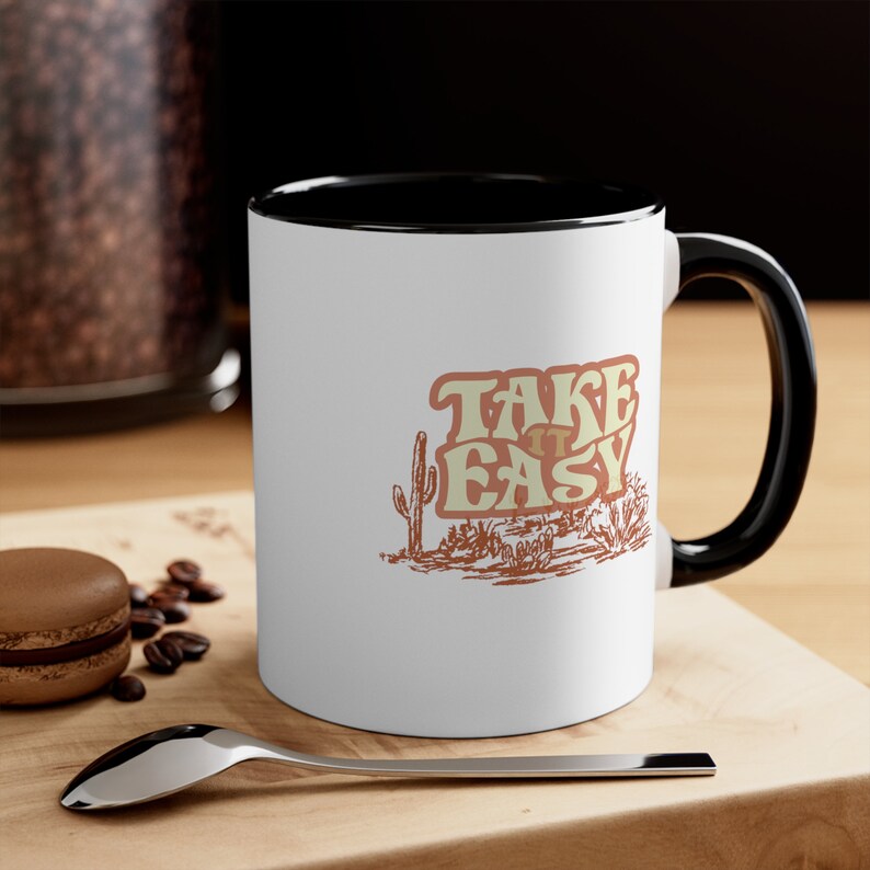 Taza Take It Easy / Taza de café estilo retro western / Regalo inspirado en el rock clásico imagen 1