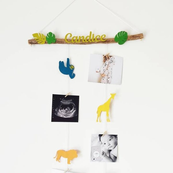 Savannah, jungle, Pêle mêle, mobile photo holder, birth list, baby room, baby shower,