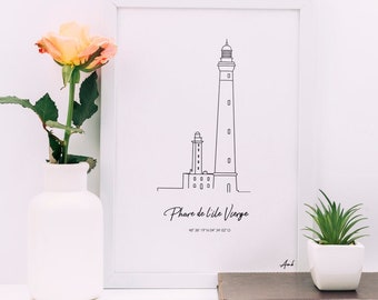 Phare de d'Ile Vierge, Affiche Phare de Bretagne, phare du Finistère,