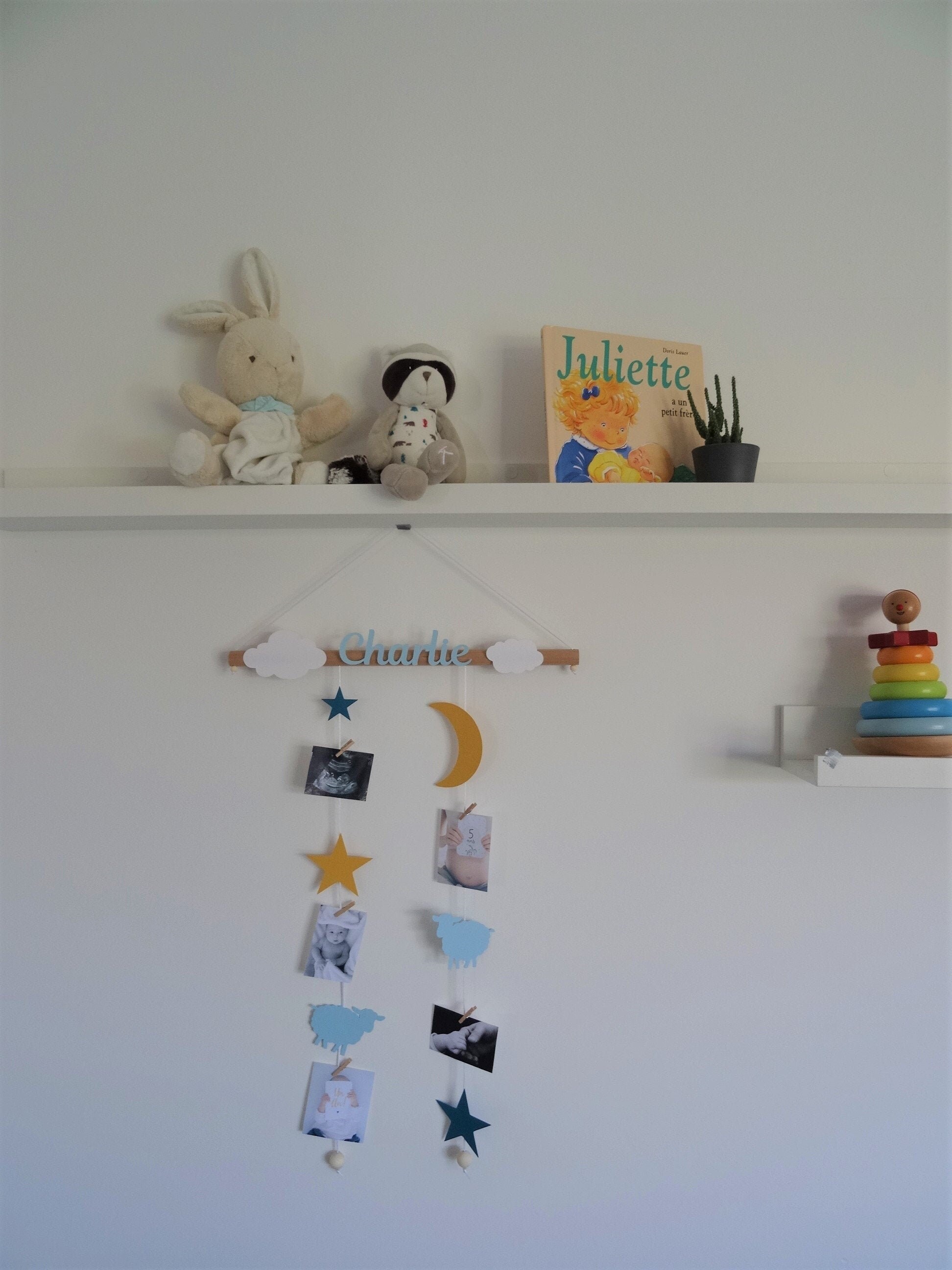 Pêle Mêle, Mobile Porte Photos Bois Flotté ou Hêtre Idée Cadeau Liste Naissance Chambre Bébé Baby Sh