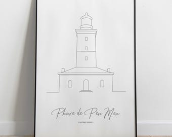 Pen Men Lighthouse, Brittany Lighthouse Poster, Morbihan Lighthouse, Christmas gift for men