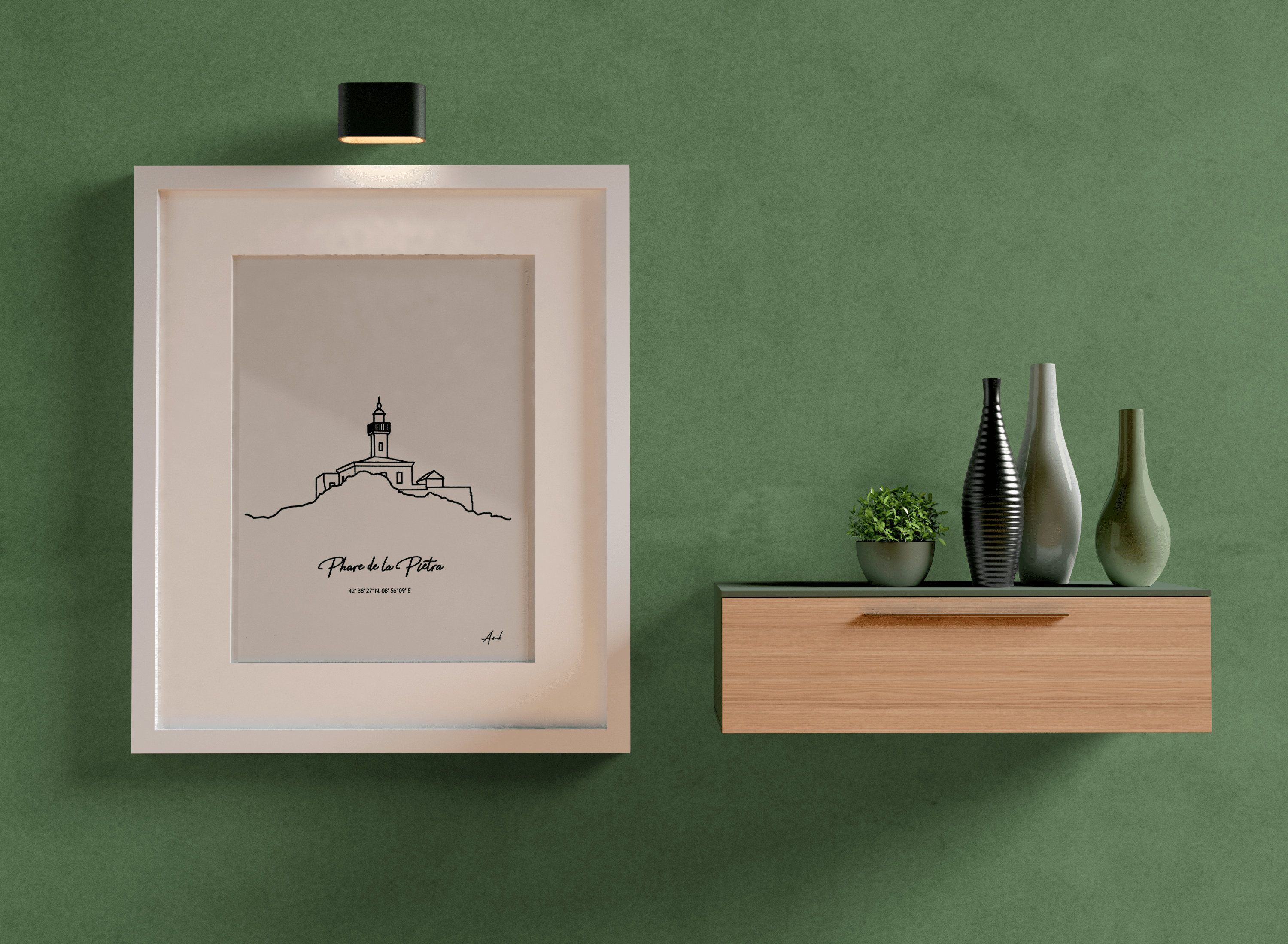 Phare de Pietra, Affiche Phare Corse, Illustration, Poster