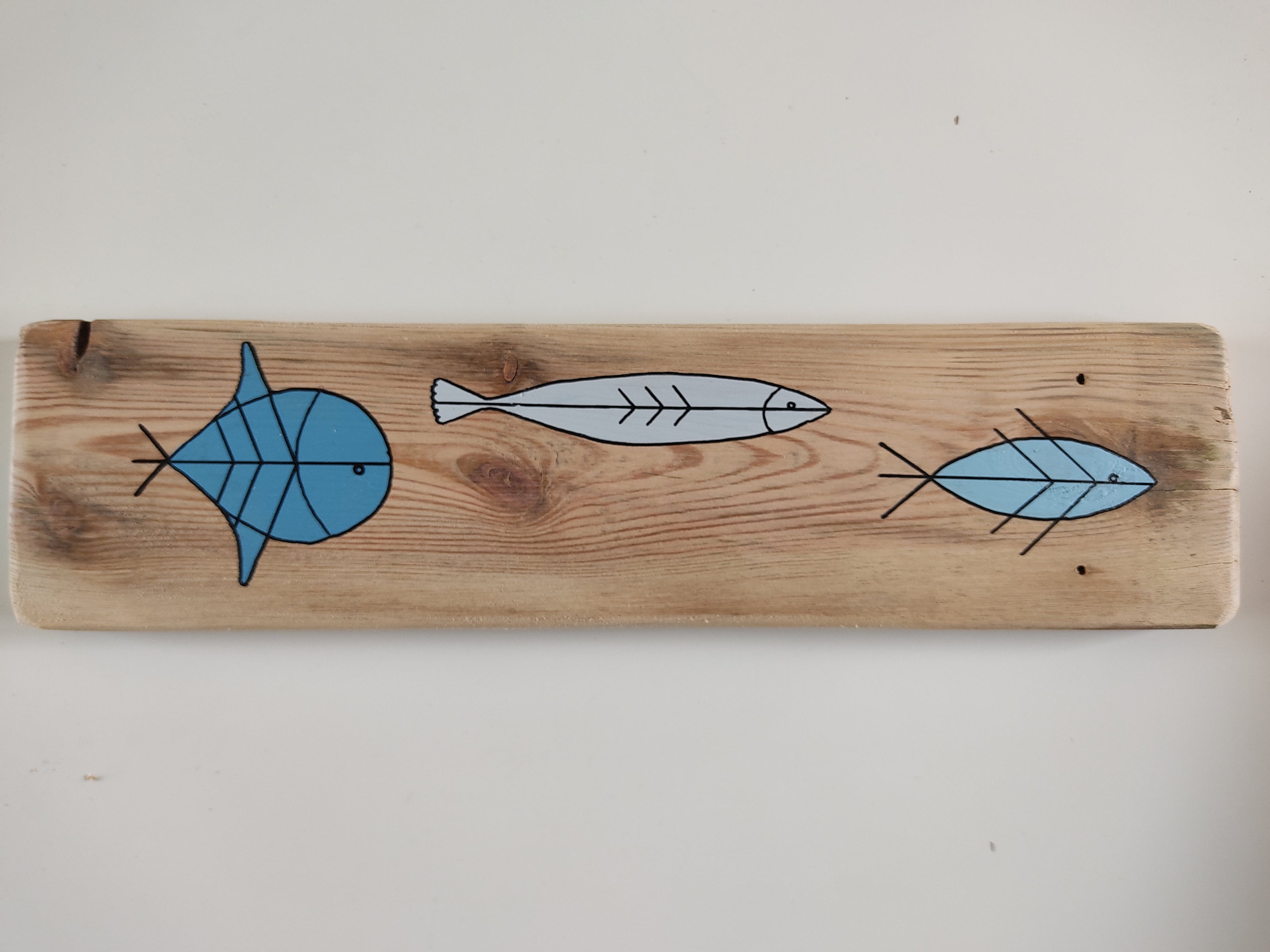Porte-clés Mural Déco Bord De Mer Blanc 3 Crochets, Style Breton En Bois