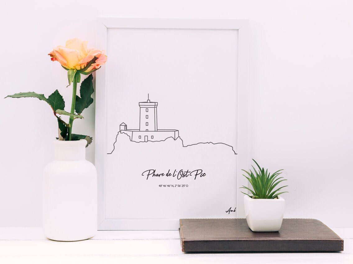 Phare de Ost Pic, Affiche Phare Bretagne, Phare Côte d'armor, Morbihan, Ile et Vilaine