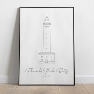 Faro de Ile de Batz, Cartel del faro de Bretaña, Faro de Finistère, Côte d'Armor, Morbihan, Ile et Vilaine, regalo de Navidad para hombres