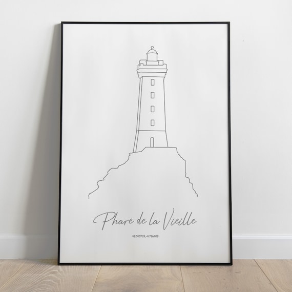 Phare de la Vieille, Affiche Phare de Bretagne, phare du Finistère, cadeau noël homme