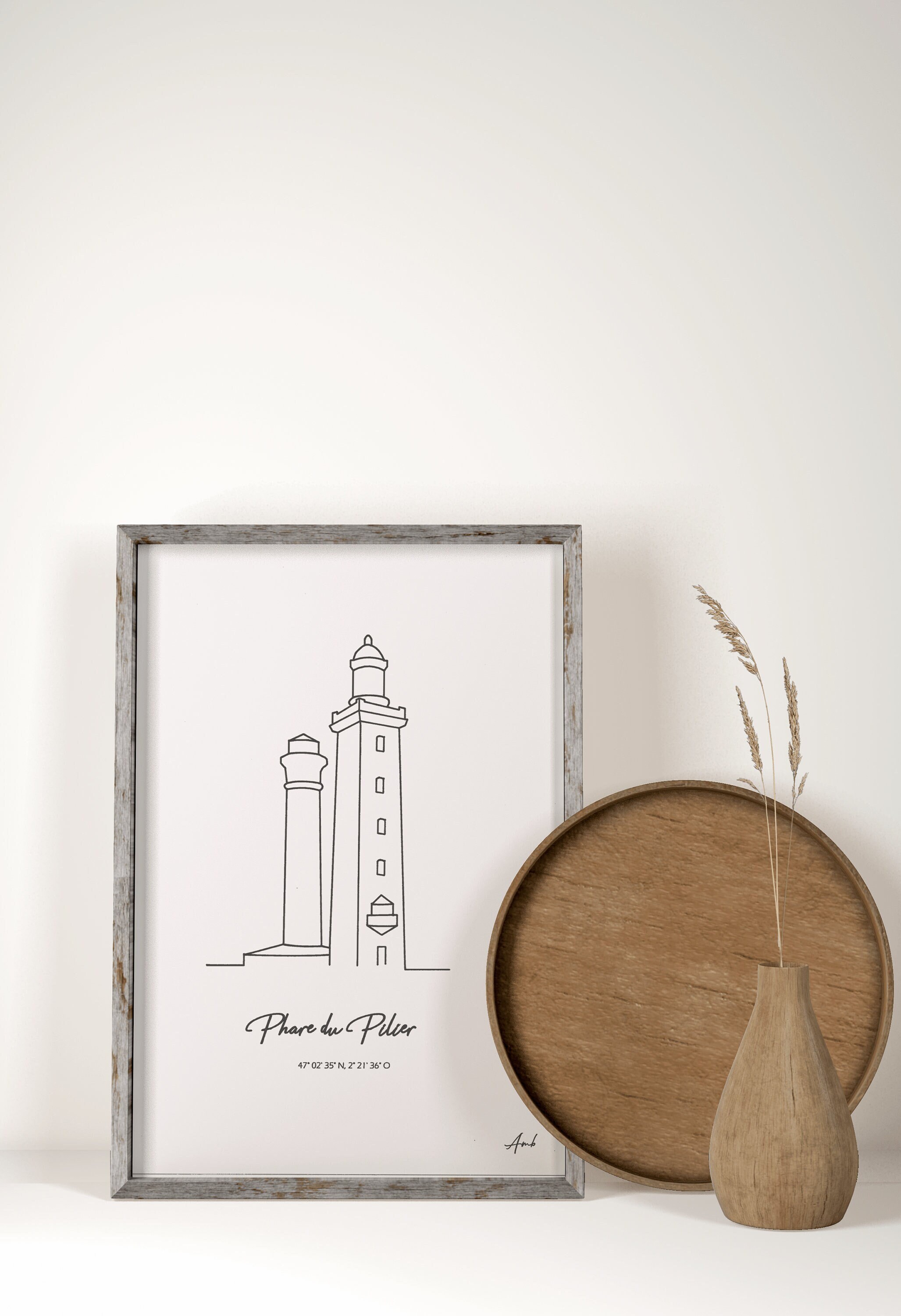 Phare Du Pilier Noirmoutier, Affiche Phare Des Pays de Loire, Phare Vendée