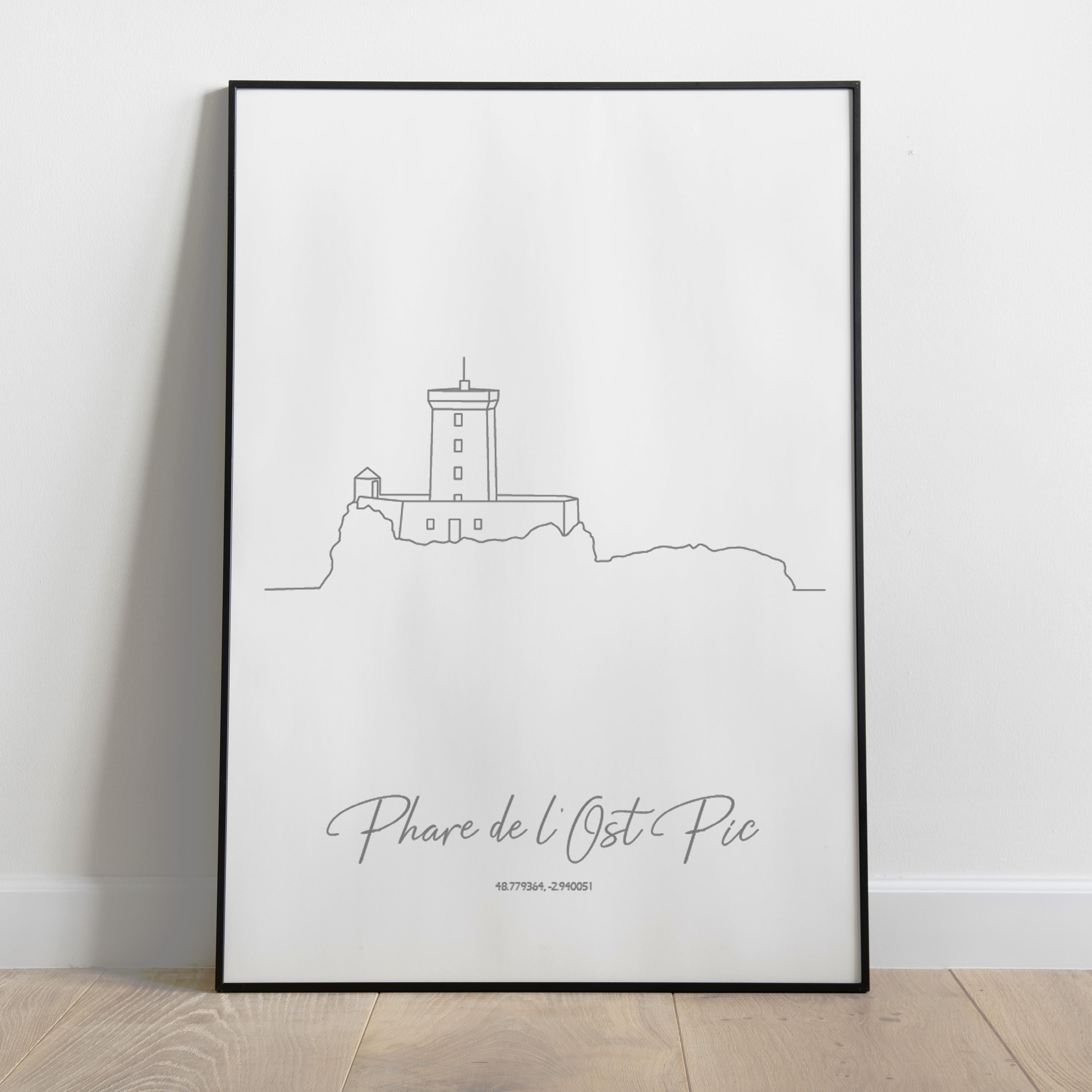 L'Ost Pic Lighthouse, Poster, Brittany Lighthouse, Côte d'Armor Lighthouse, Morbihan, Ile et Vilaine, Father's Day gift