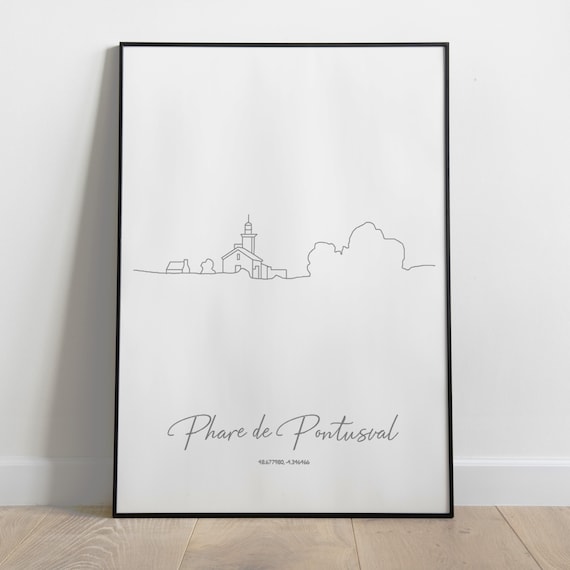 Phare de Pontusval, Affiche Phare de Bretagne, phare du Finistère, cadeau noël homme