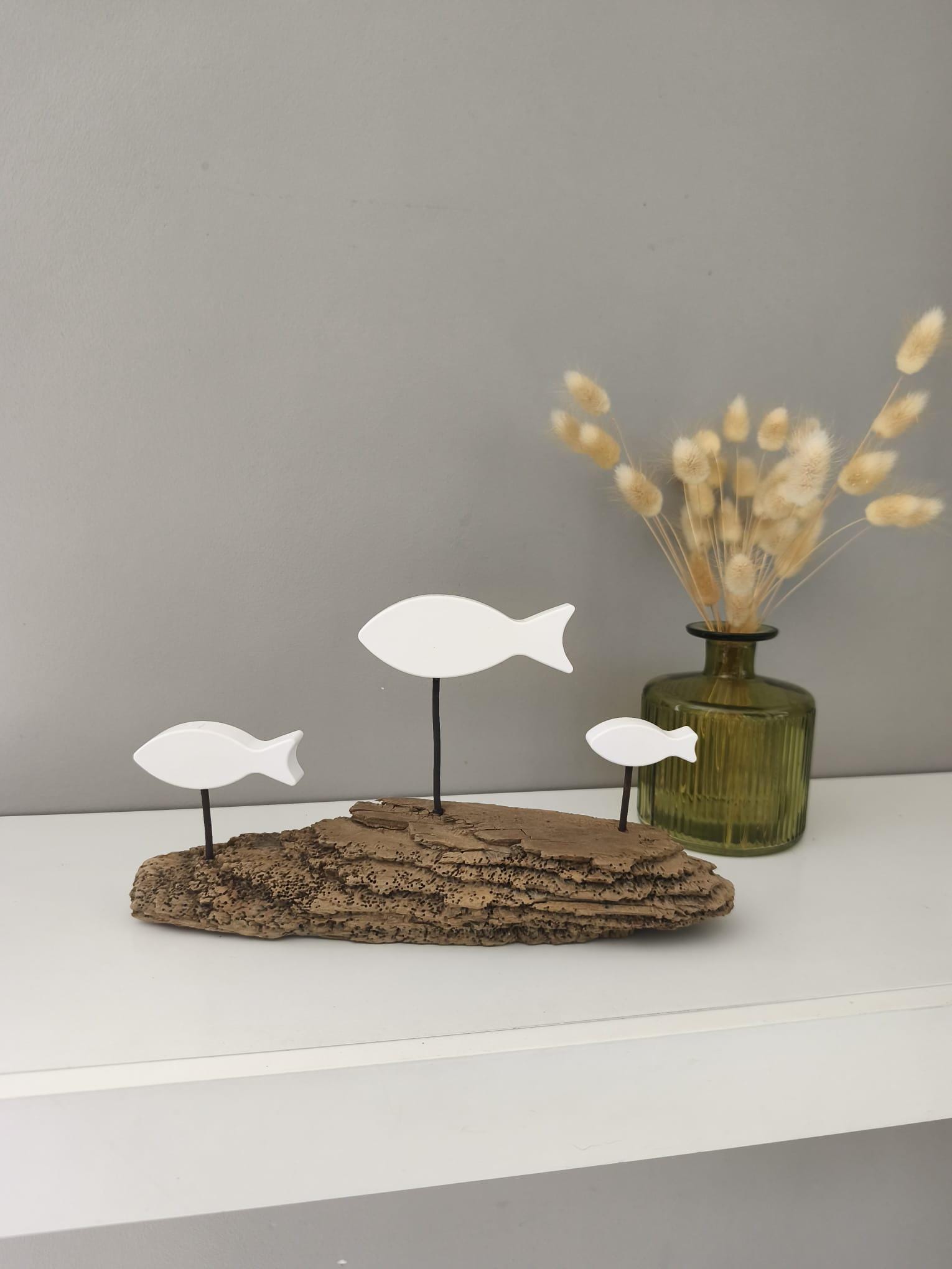 Grande Sculpture Poisson En Bois Flotté – Décoration Marine – Naturelle