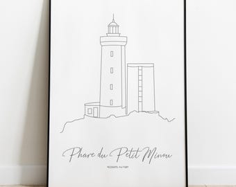 Petit Minou Lighthouse, Brittany Lighthouse Poster, Finistère Lighthouse, Minimalist Wall Decoration, Christmas Gift for Men