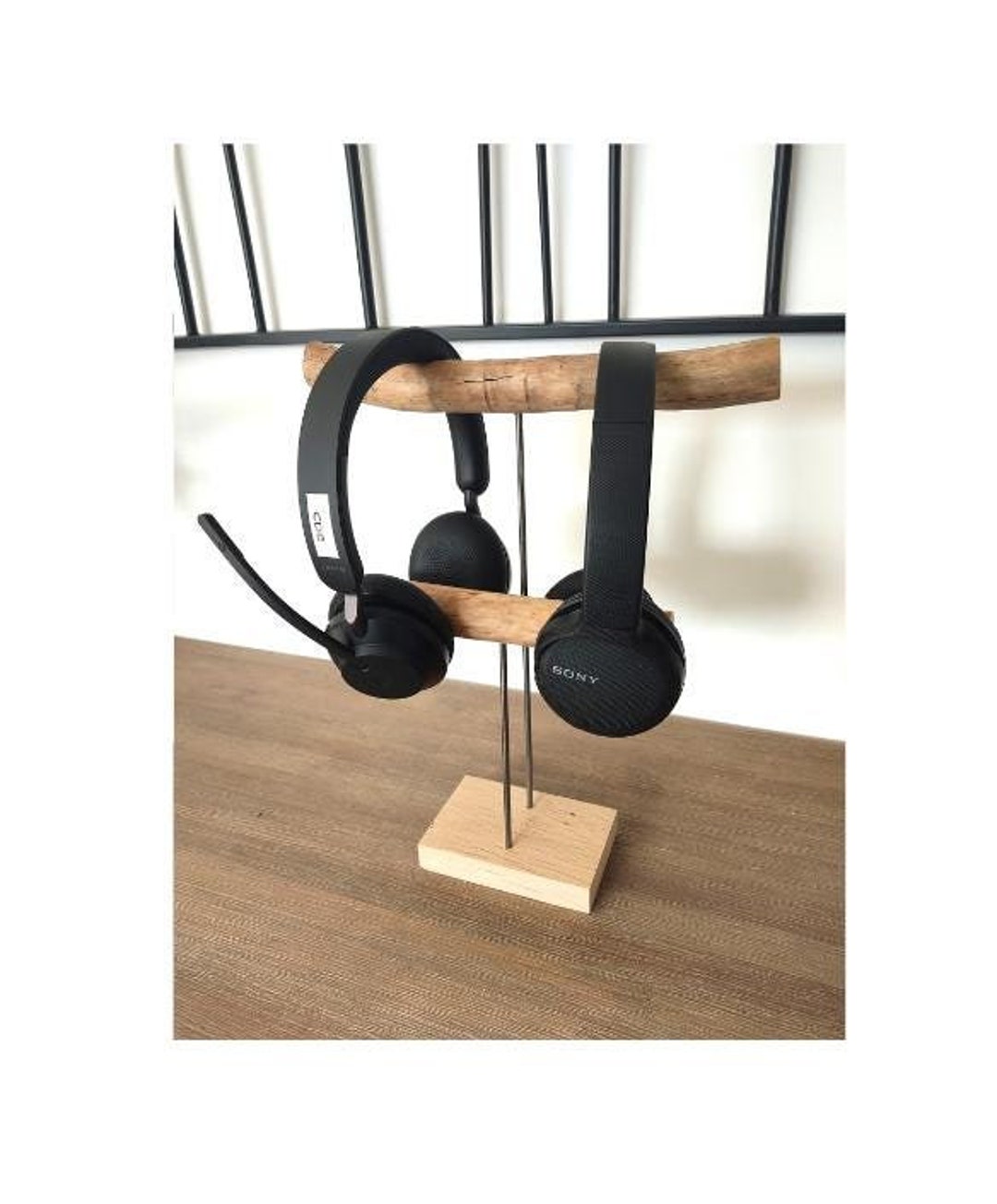 Support Pour Casque Audio En Bois - Universel Avec Porte-Câble - Marque Navaris - Neuf