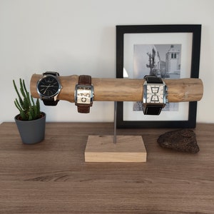 Support montre, porte montre, présentoir à bijoux, cadeau noel homme femme bois flotté