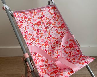Liberty print fabric for a doll's stroller.