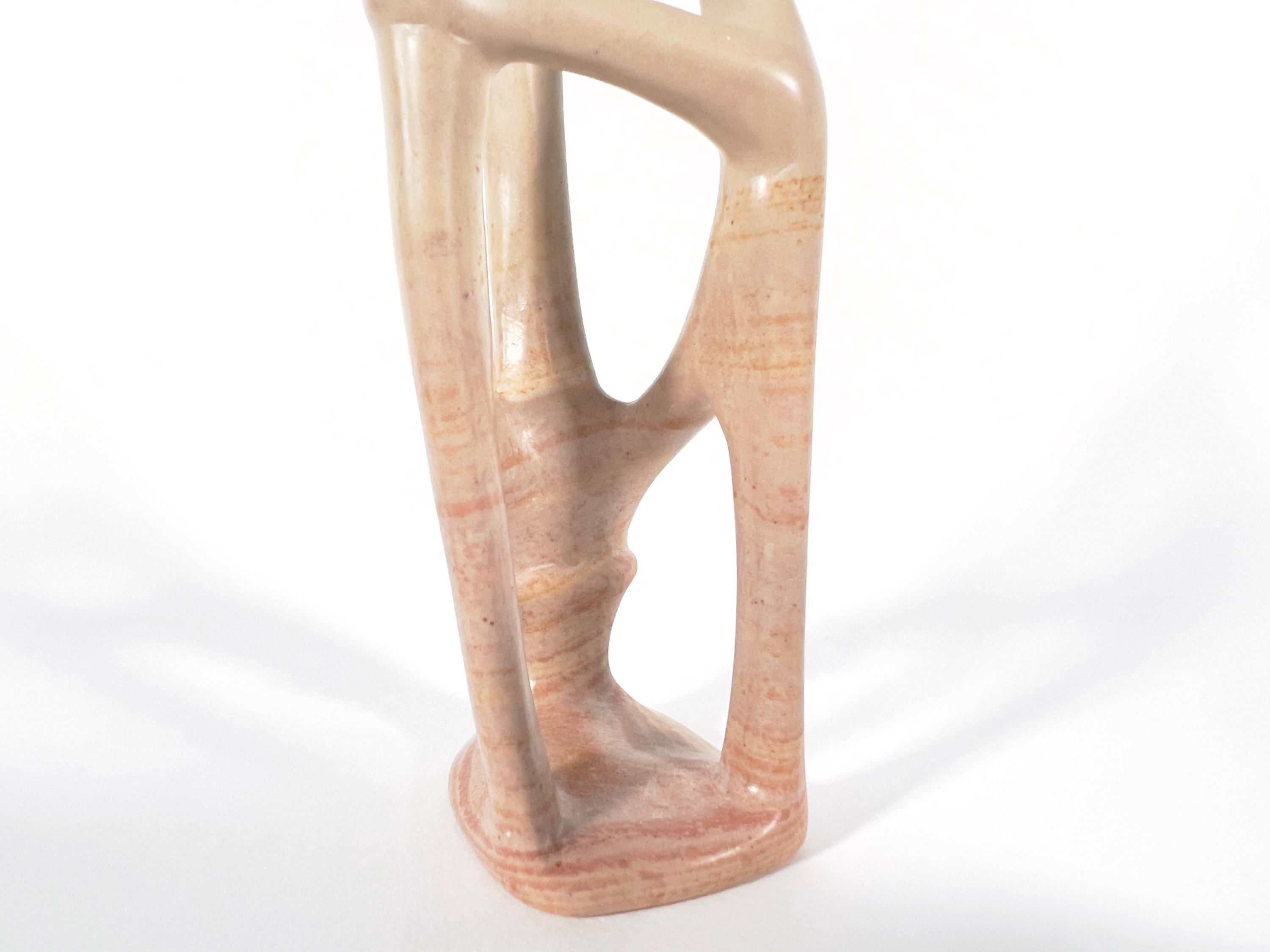 Soapstone Thinking Man Sculpture, Vintage African Folk Art Stone