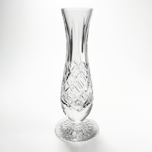 Crystal Bud Vase, Pretty Vintage Etched Glass, Compact Posy Display