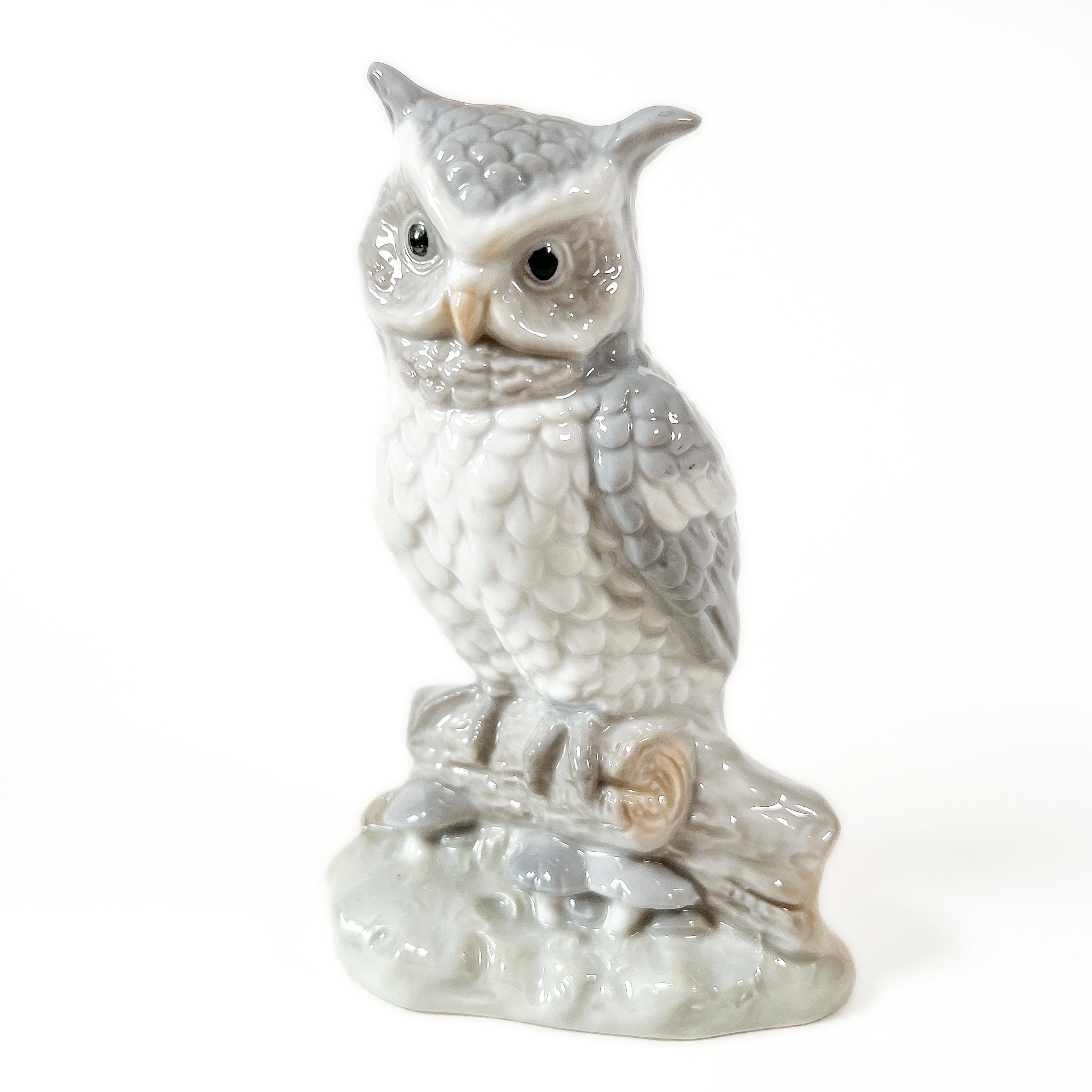Ceramic Owl Figurine, Vintage Japanese Porcelain Ornament