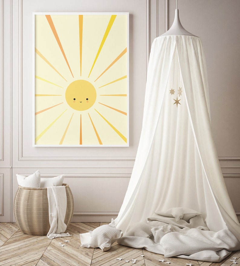 Sun Rays Nursery Print Unisex Nursery Illustration Nursery Etsy