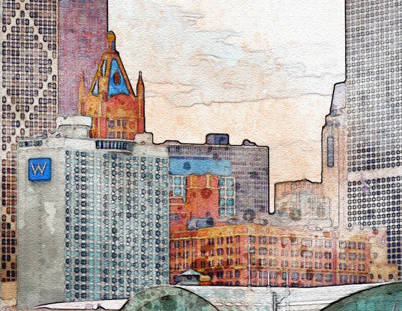Chicago Skyline Watercolor Painting Printable Art Chicago Etsy